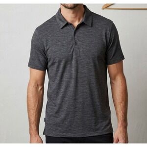 Icebreaker Mens XL Merino Wool Blend Polo Shirt Charcoal Grey Short Sleeve